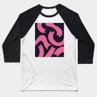 cat pattern aesthetic illustration pink purple black Baseball T-Shirt